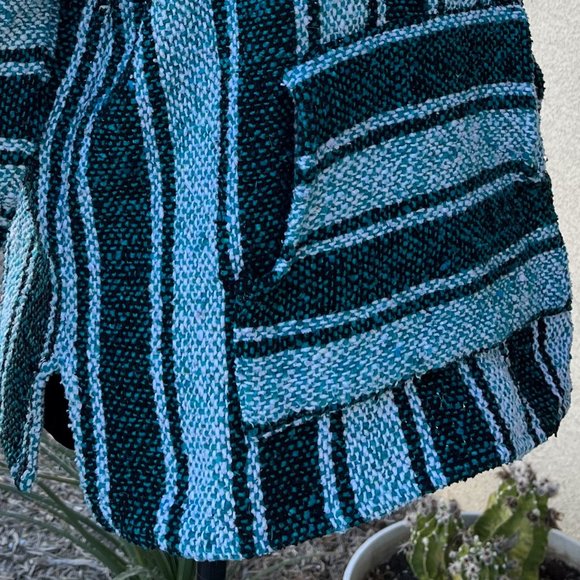 Confecciones Artilana Green Striped Poncho Women Size Medium - Picture 16 of 16